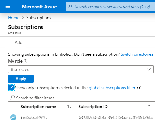 Azure Portal: Getting the Subscription ID