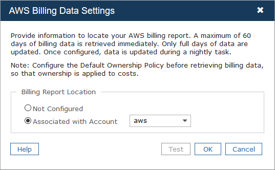 AWS Billing Data Settings Associated Account