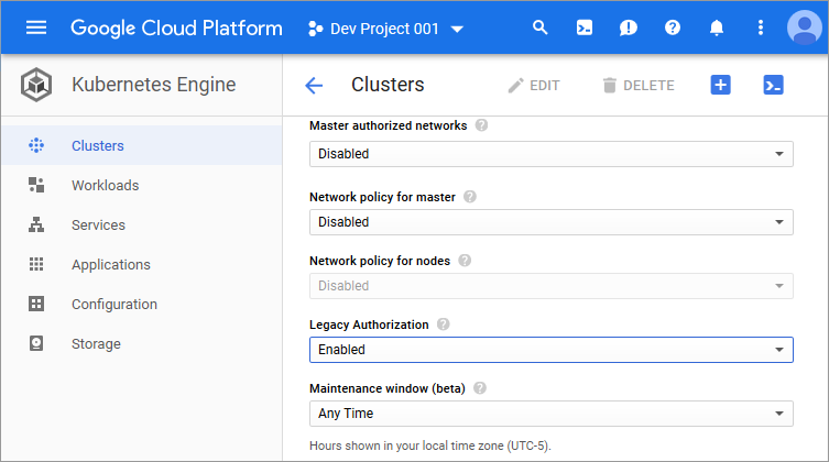 GCP Cluster Legacy Authorization