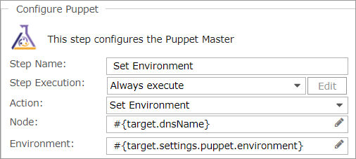 Puppet Set Environment step