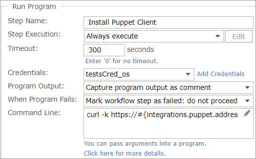 Install Puppet Client step
